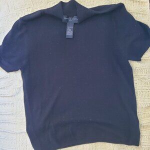 August Silk black sweater, short-sleeved